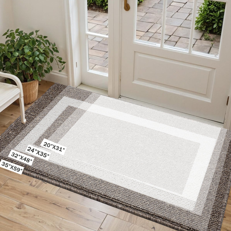 Rubber Non-Slip Indoor Outdoor Door Mat, Khaki, 32" W x 48" L