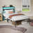 Metal Bed Frame with LED Lights, Charging Station & Upholstered Headboard, Large Storage Space, No Box Spring Needed-515681514-518997289