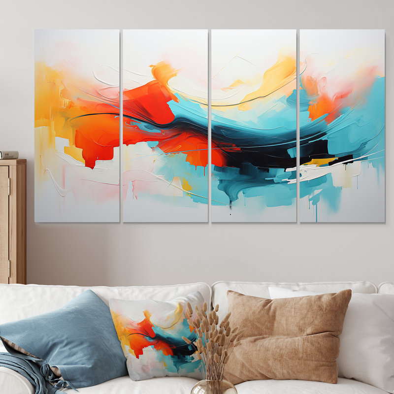 «Colorful Abstract Expression IV», ensemble de 4 peintures murales abstraites, H 32 po x l 64 po