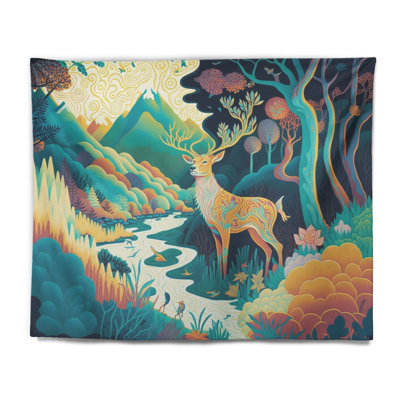 Tapisserie en polyester majestueux «Buck in the woods» en polyester