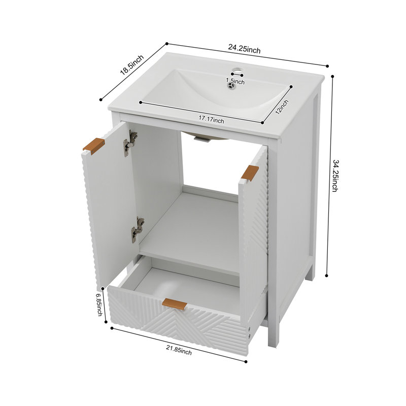 Meuble-lavabo blanc 24 po avec lavabo en céramique