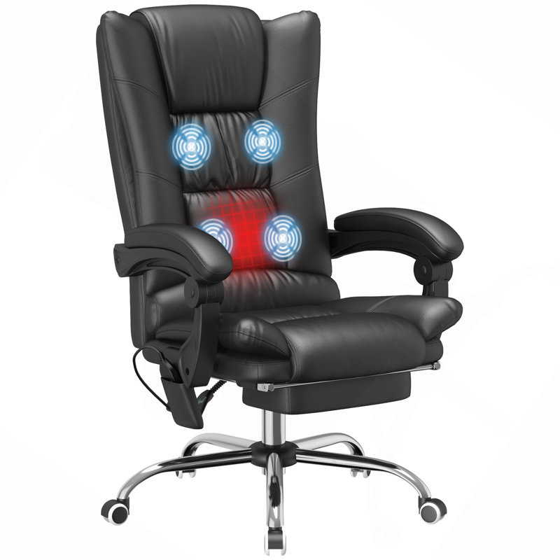 Fauteuil de bureau Vibration Massage avec chaleur, repose-pieds, Noir