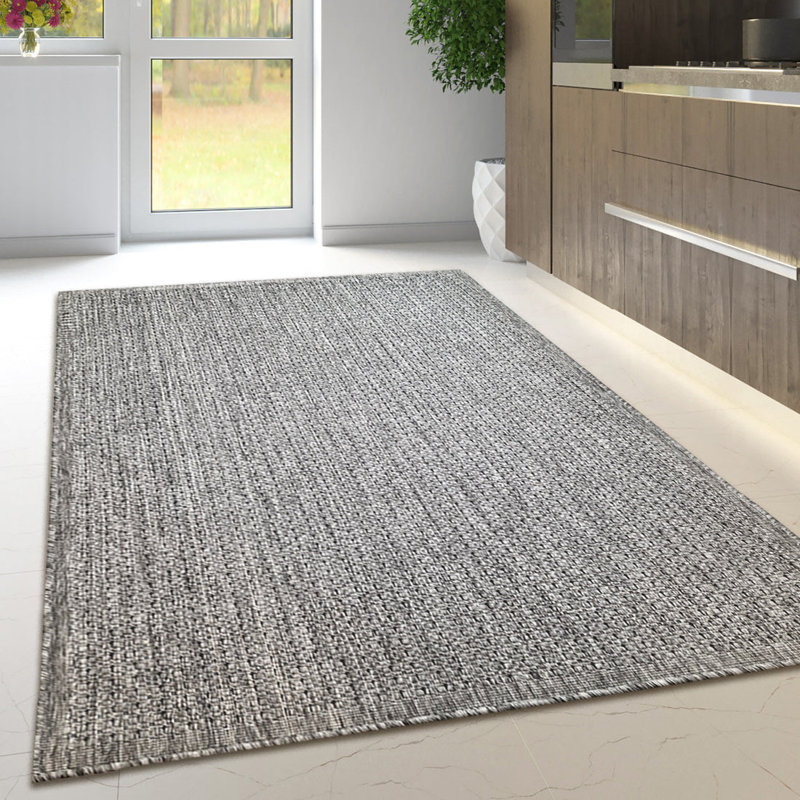 Non Slip Plain Solid Rug Flat Weave Kitchen Living Room Carpet, Grey, Rectangle 160 x 225 cm