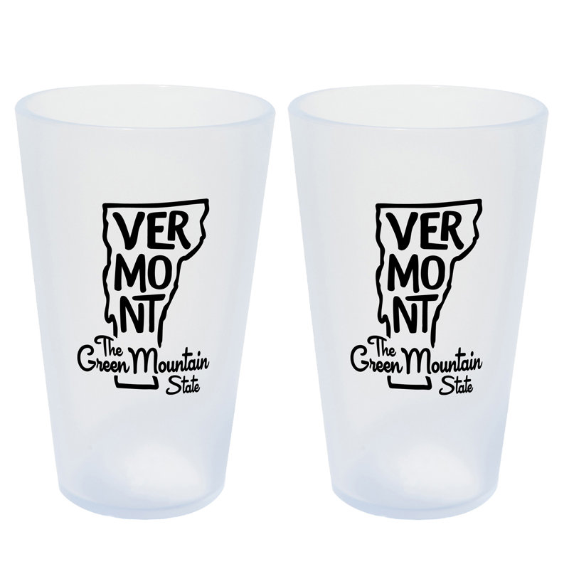 Silipint: Verres State Pint 16 oz: paquet de 2 - Vermont - tasses en silicone glaçons, incassables,