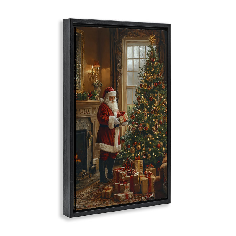 Cadre flottant pour arbre de Noël entièrement décoré, design par Franklyn Gregory, Cadre flottant noir de jais