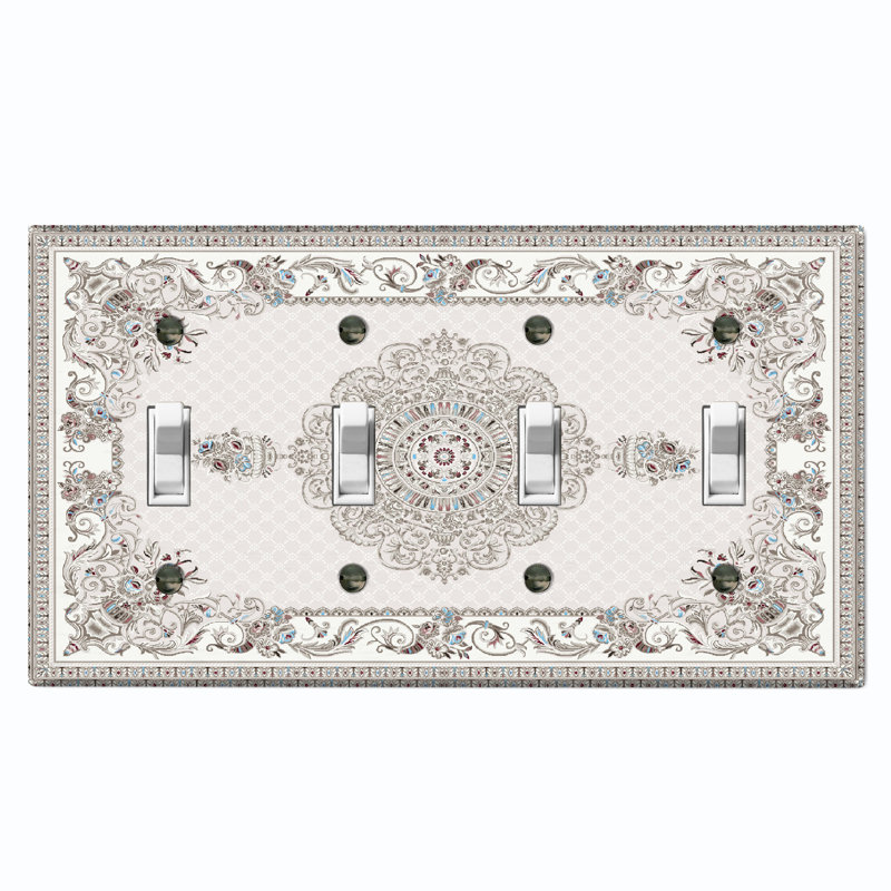 Elegant Gray Rustic White 4 - Gang Toggle Light Switch Standard Wall Plate