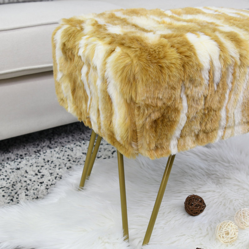 48.3cm Wide Rectangle Abstract Standard Ottoman, Amber Gold