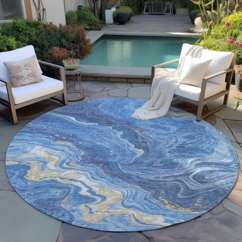Tapis intérieur / extérieur bleu Elius, 8 pi x 8 pi