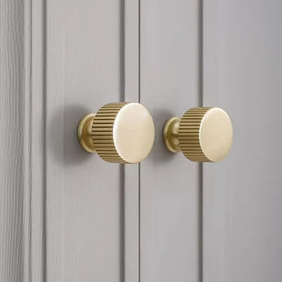 TRIXES Ridged Drawer Knob – Matte-Gold -  Heavyweight Decorative Cabinet Drawer Wardrobe Desk Bureau Hardware - Ideal for DIY Projects