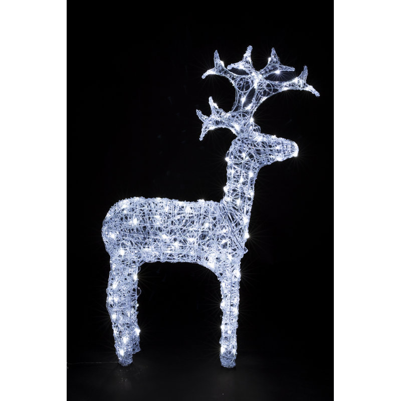 Cerf en acrylique DEL 4 pi blanc froid effet clignotant transparent Fil