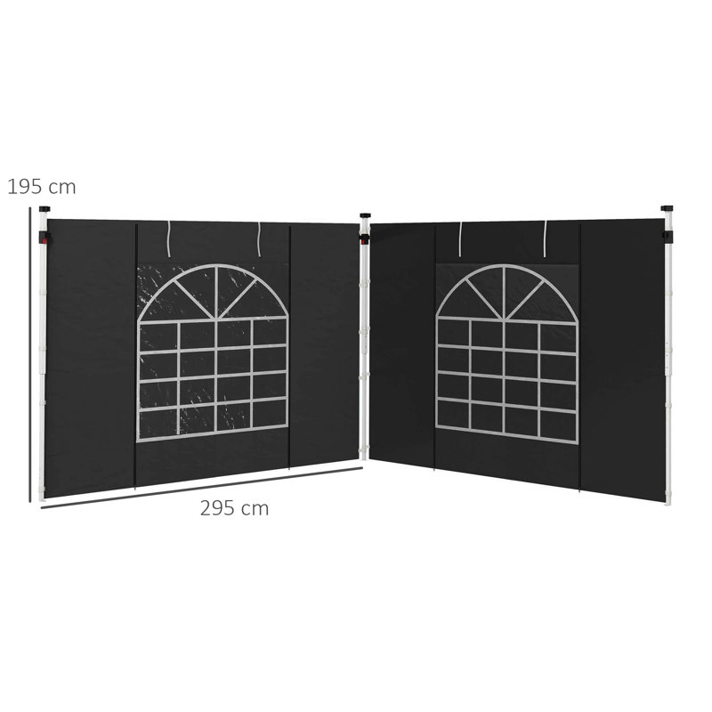 Burgohy Gazebo Side Panels for 3 x 3 m/3 x 6m Pop Up Gazebo, Black