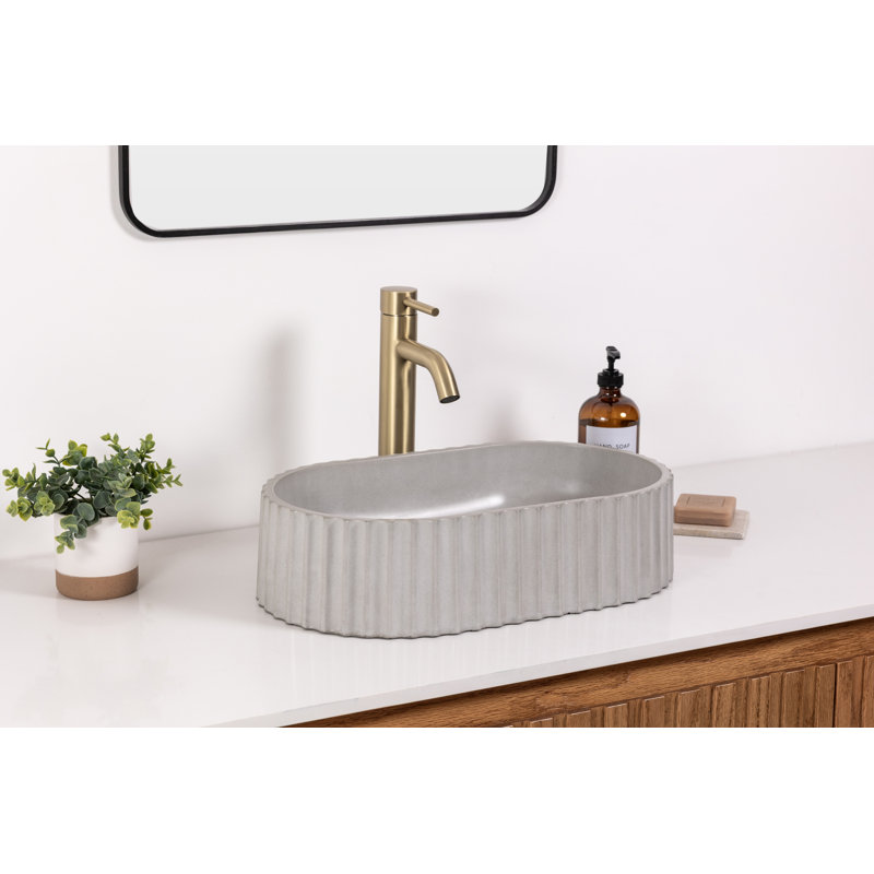 Lavabo vasque ovale cannelé Ventura, Natural Gray