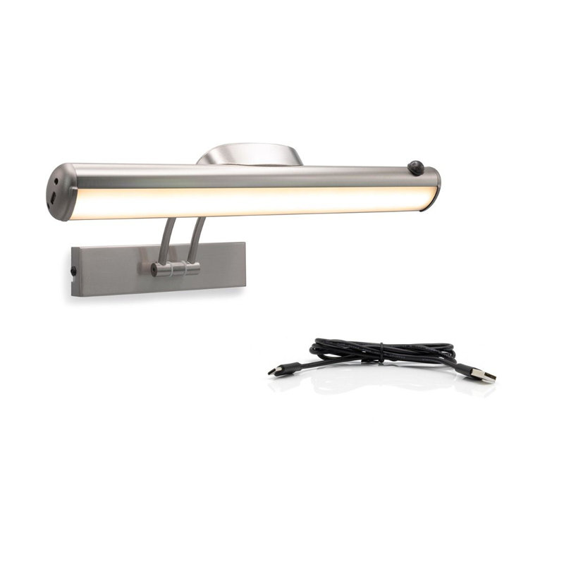 Battery Powered Dimmable LED Wall Mount Picture Light, Silver
