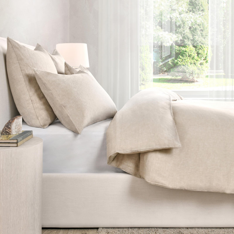 Fleta Cashmere Striped Duvet Cover, King Duvet Cover, Beige