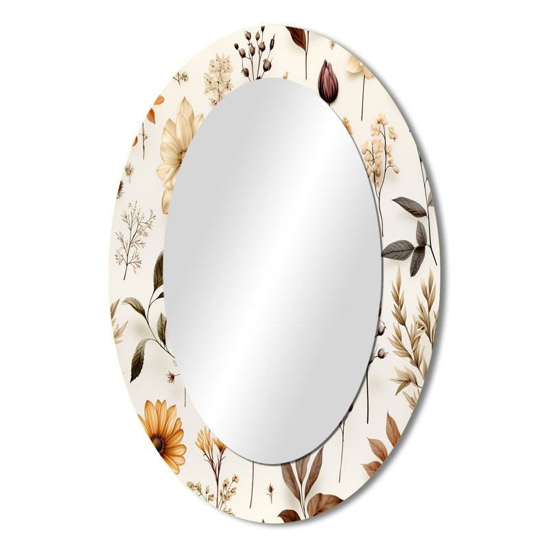 Rustic Foliage - Grand miroir mural ovale sur métal, H 36 po x l 24 po