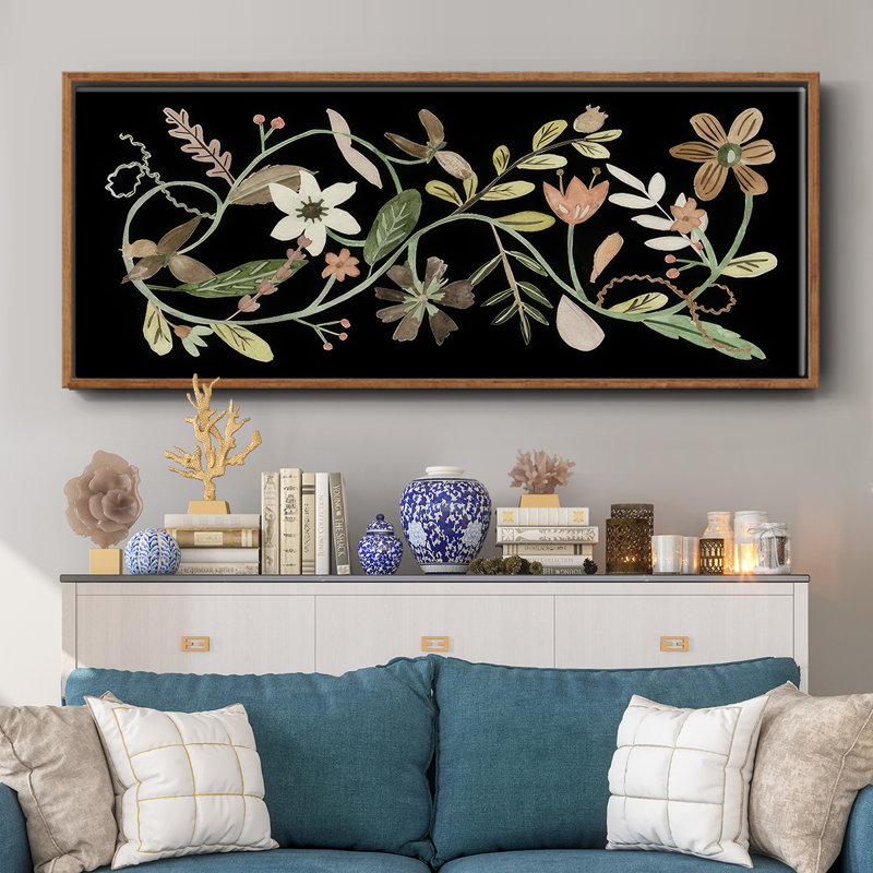Pressed Flowers I - Framed Canvas, 20" H x 50" W