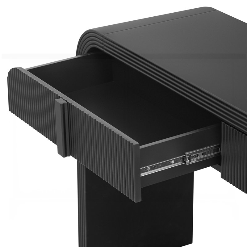 Console avec 2 tiroirs de rangement, Noir, noir, noir, noir
