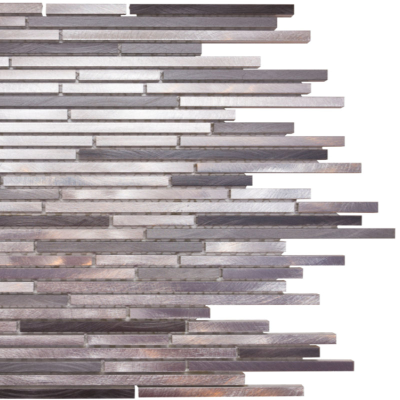 Carreau de mosaïque linéaire en verre 12 po x 12 po Victory, Gris / blanc