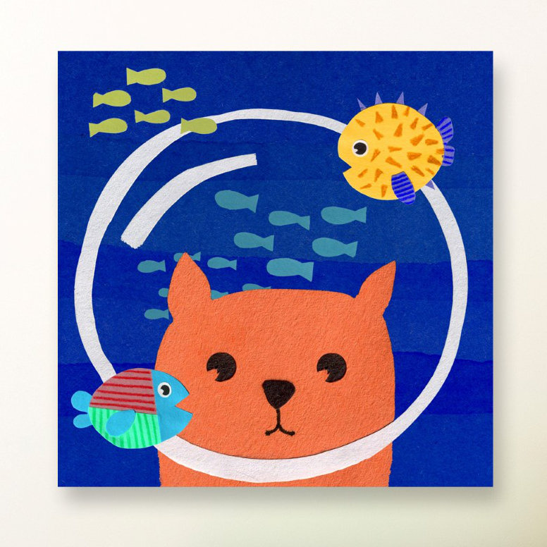 Scubacat art sur toile tendue, H 16 po x l 16 po x P 1,5 po