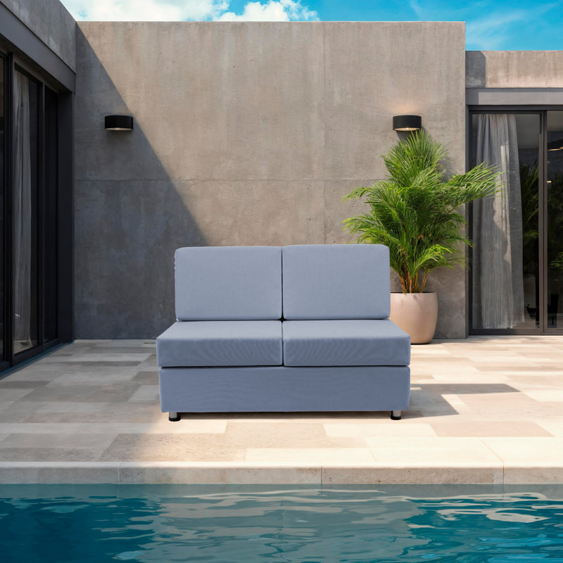 Outdoor Armless Sofa with Sunbrella - Canvas Haze, Canvas Haze