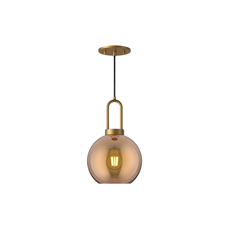 Luminaire suspendu Shiloh, Cuivre, Doré vieilli, H 12,5 po x l 7,88 po x P 7,88 po