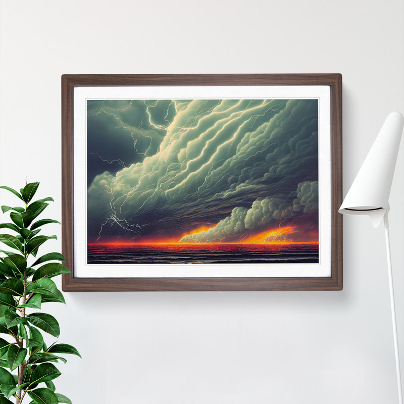 Thunderstorm Clouds Vol.2 1 Piece Single Picture Frame Wall Art, 46cm H x 64cm W x 2cm D, Walnut Framed