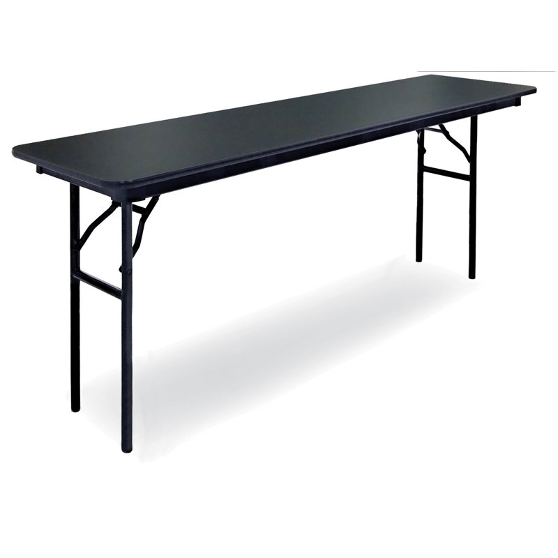 Rectangular Folding Table, 30" H x 18" W x 72" D, Black Laminate