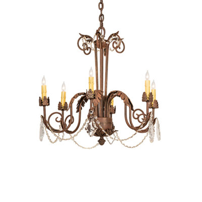 Lindsey 6 - Light Shaded Classic Chandelier with Crystal Accents -  2nd Ave Lighting, 87543.28.X.023U.BH