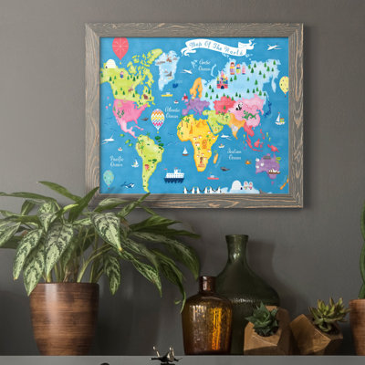 «Trip Around the World», reproduction d'art graphique sur toile encadrée