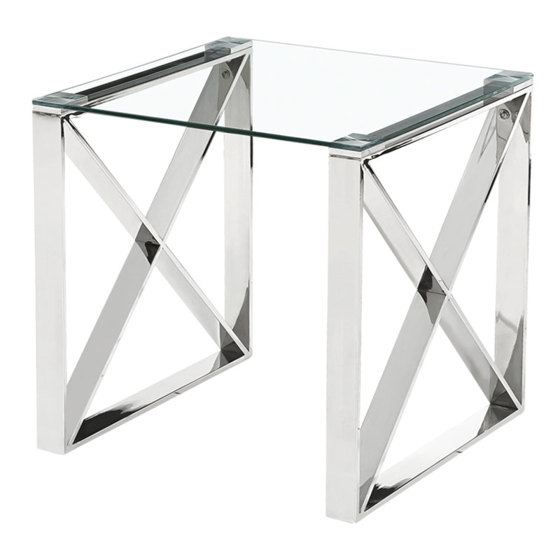 Glass Top Frame Square Side Table