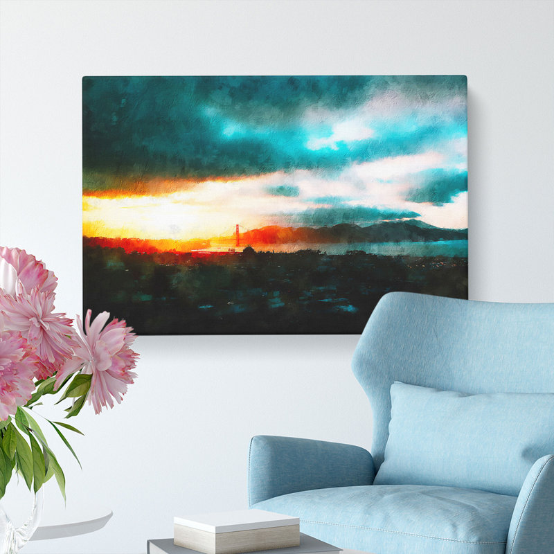 San Francisco Skyline Painting - Wrapped Canvas, 60cm H x 91cm W x 3cm D