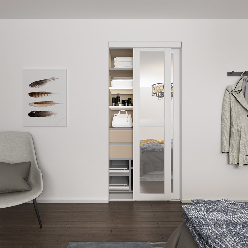 36 po x 80 1/2 po Porte coulissante transparente 2-Lite, blanc, 36" x 80.5", White