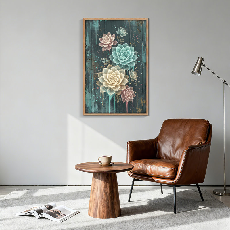 Ensemble de 1 toile murale à motif floral, H 36 po x l 24 po, Naturel