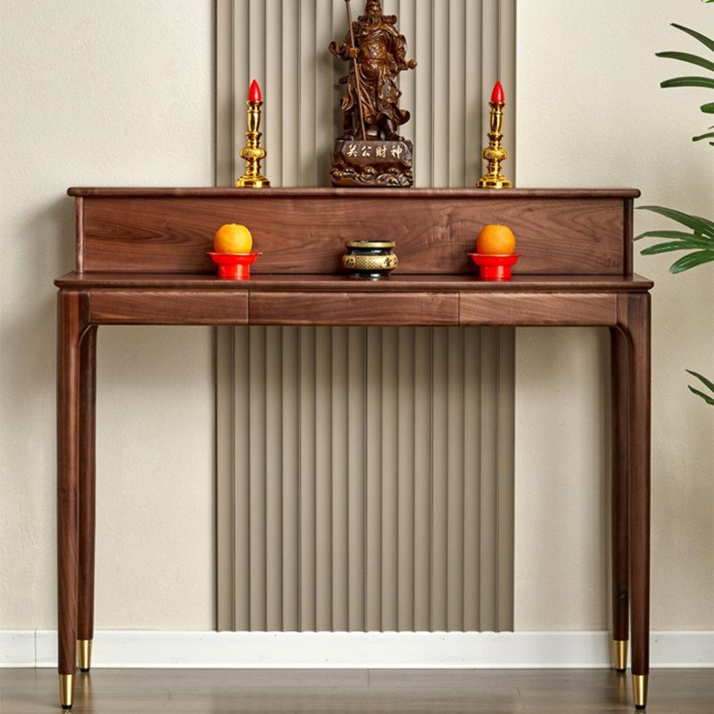 Console ronde en bois de noyer massif, H 40,55 po x L 47,24 po x l 15,75 po