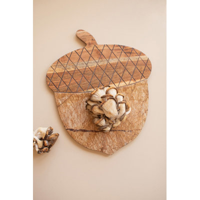 Kalalou Acorn-Shaped Acacia Wood and Marble Serving Board – 14.5" H