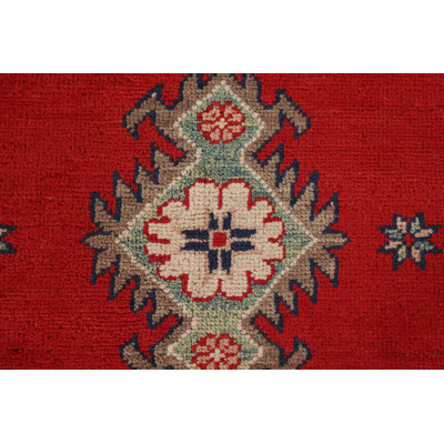 Geometric Red Kazak Oriental Area Rug 10