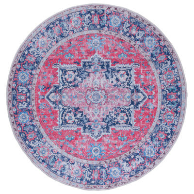 Ferrigno Oriental Cotton Red/Navy Area Rug