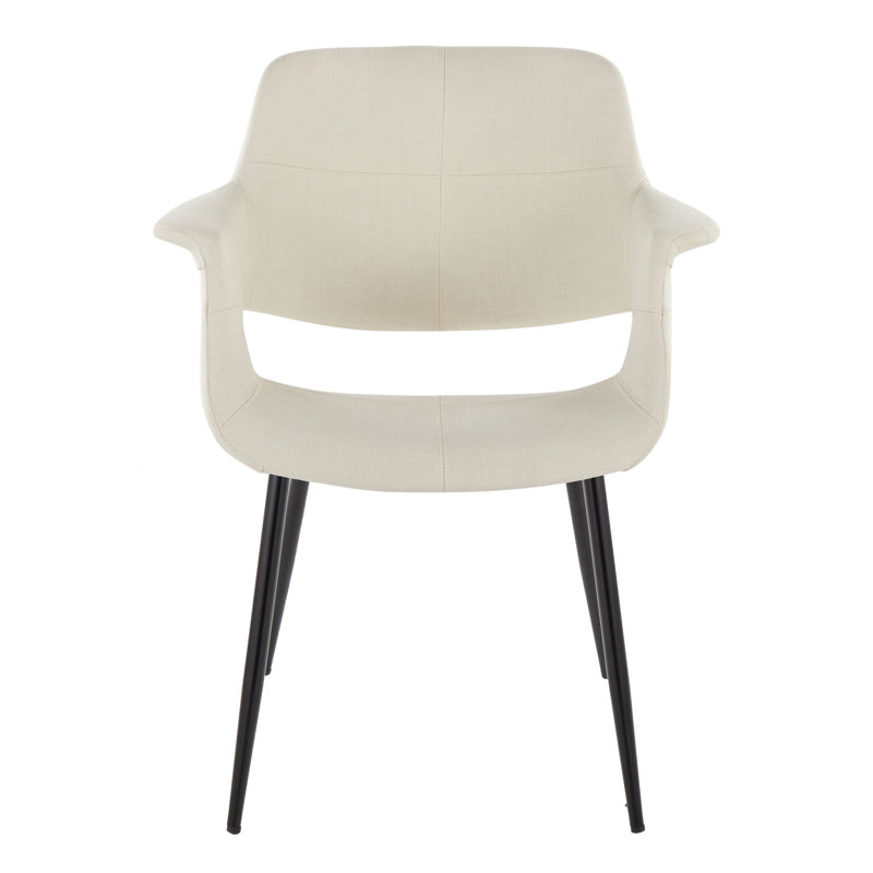 Chaise avec accoudoirs rembourrée Quirico, Crème, Noir