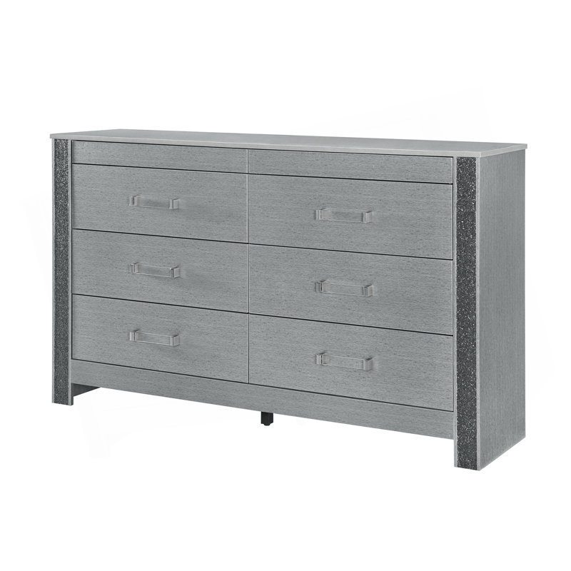 Commode argentée exquise avec compartiment caché et poignées élégantes