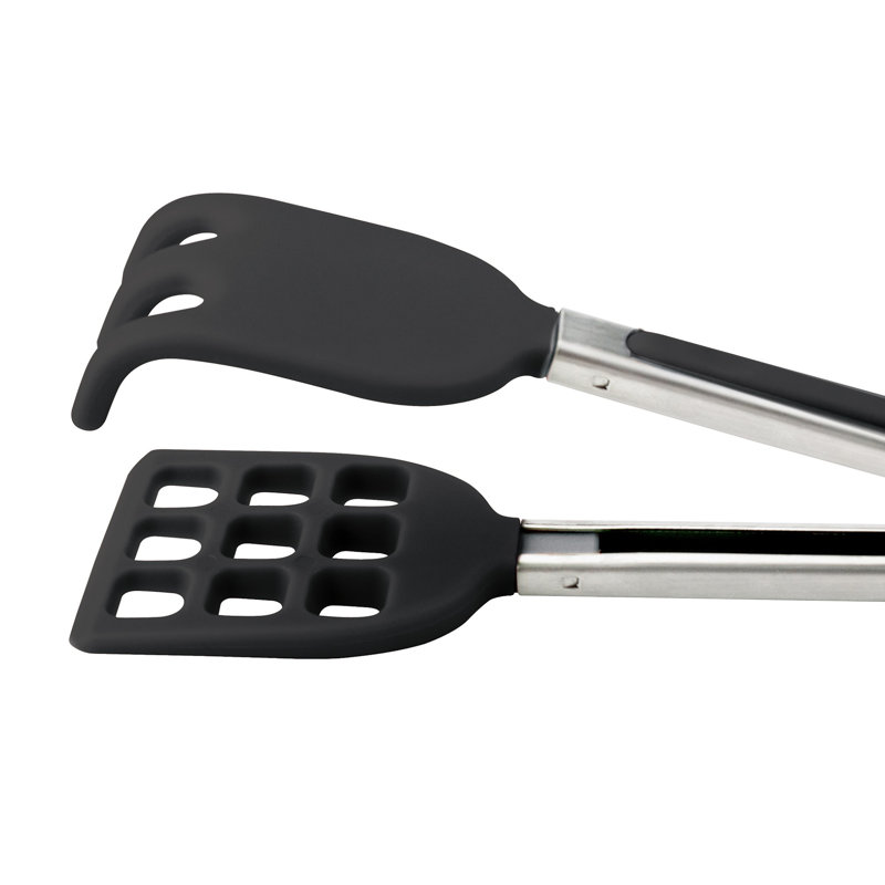 Waffle Tongs, Stainless Steel/Black