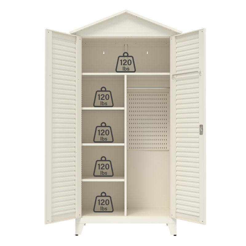 Armoire de rangement d'outils haute en métal avec panneau perforé et tablettes