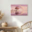 Arbre rouge se reflétant dans une eau violette sous une lune géante - Tableau sur toile-2063595075