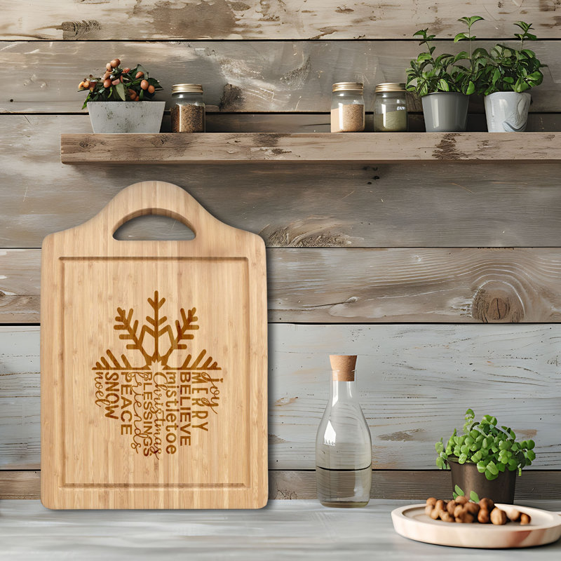 Snowflake - 1 Piece Bamboo Cutting Board, 12" W x 18" L
