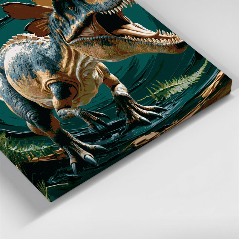 «Dinosaur Dilophosaurus Green», art mural sur toile, H 16 po x l 16 po