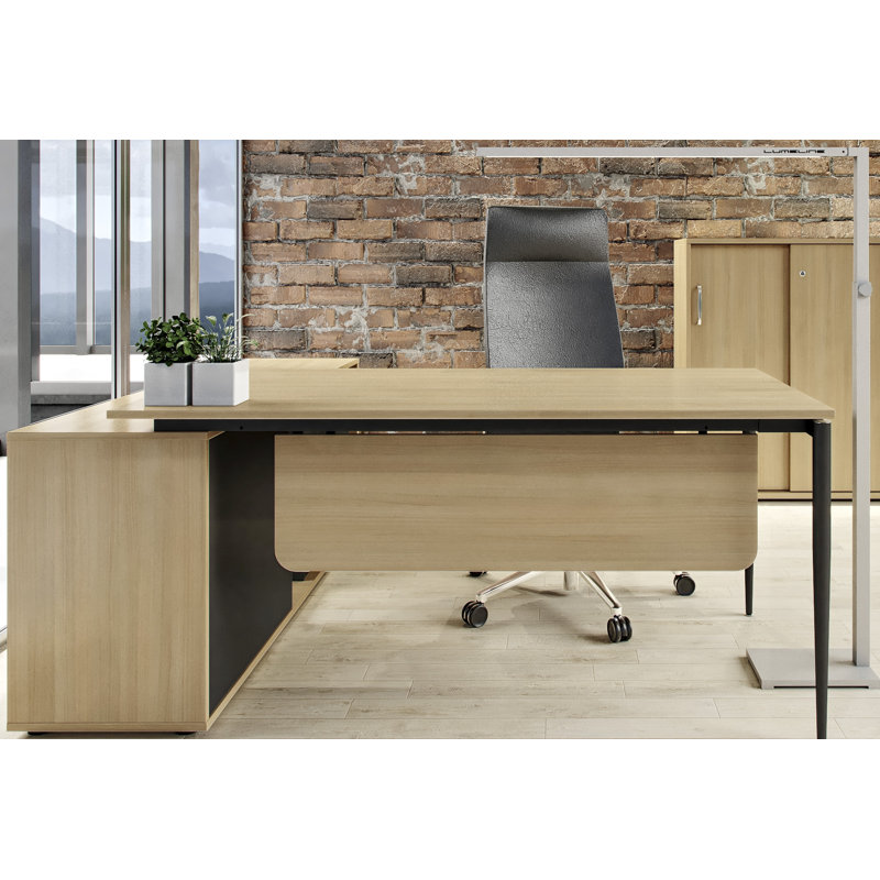 Favors Modular Computer Desk, African Oak/Anthracite