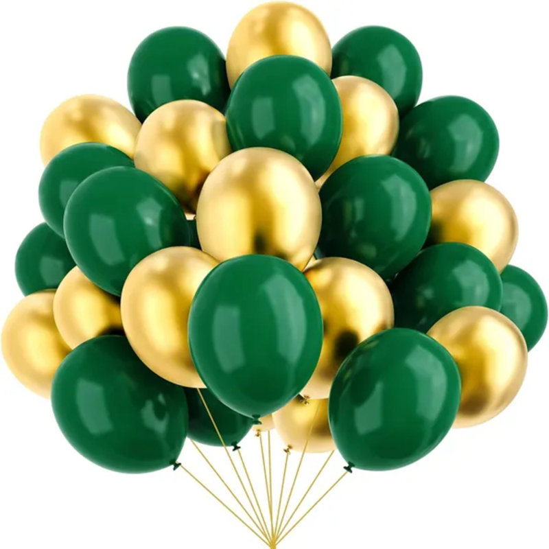 Ensemble de ballons de 12 pouces vert foncé et or métallique (67 pièces) - Décorations de fête pour la Saint-Patrick, les anniversaires et plus