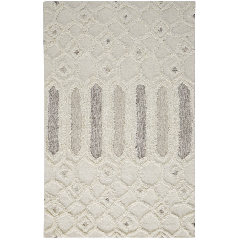 Saint Lucia Hand Woven Wool Abstract Area Rug, Rectangle 5' x 8'