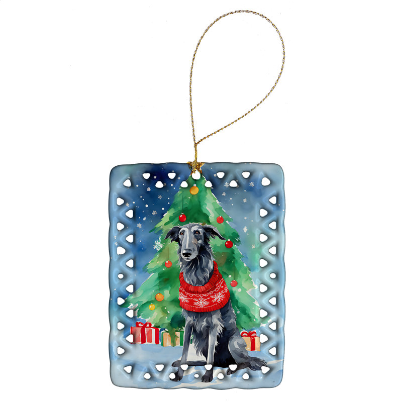 Ornement en porcelaine de Noël écossais écossais, Scottish Deerhound 3639