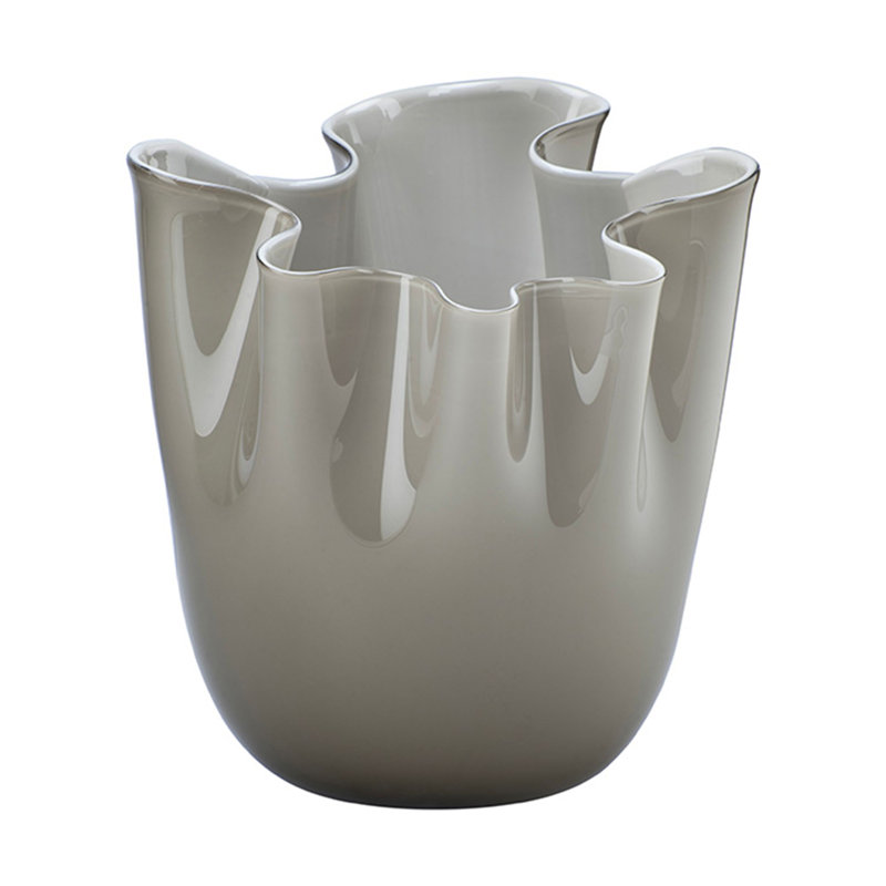 Venini Fazzoletto Vase, Gray, 5.31" H x 5.31" W x 5.31" D