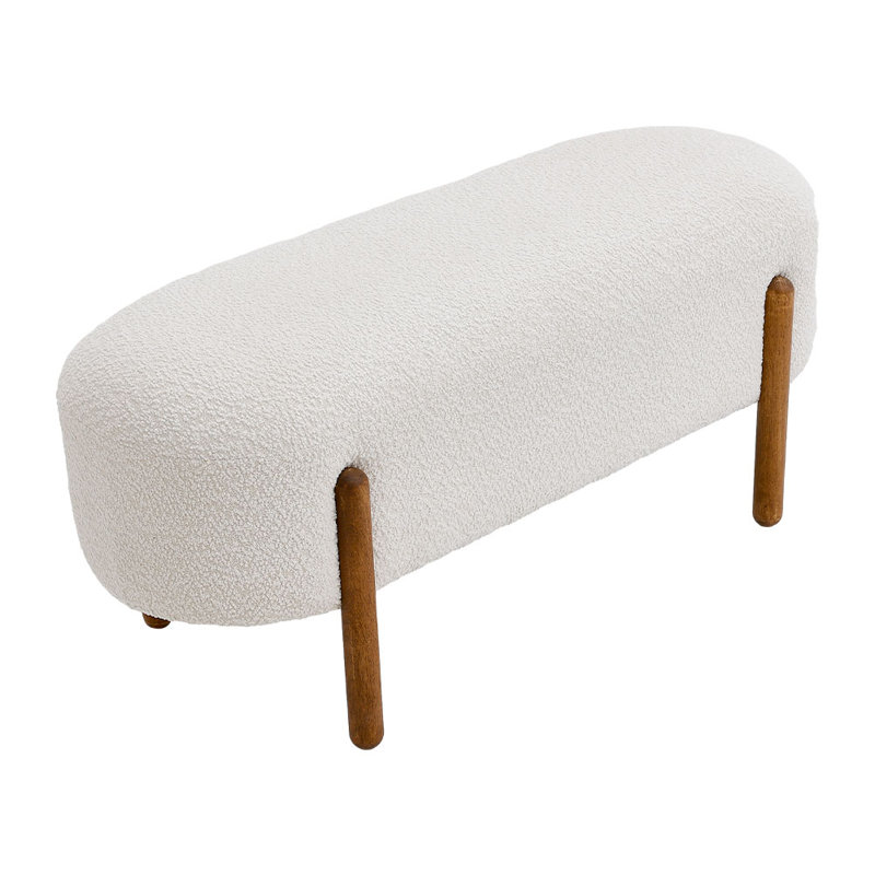 Velvet Upholstered Bench, Beige